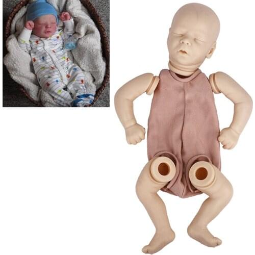 45CM Lifelike Reborn Baby Doll Newborn Sleeping Baby Darren Vinyl Unpainted Unfinished Doll Parts DIY Blank Doll Kit As Kid Gift