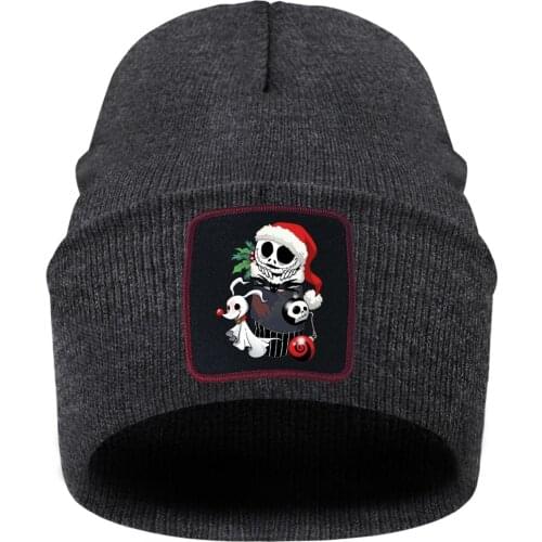 Christmas Skull Outdoor Knitted Cap Woman Men Short Thread Bonnet Skiing Hat Autumn Winter Black Hip Hop Gorras Chapeu Feminino