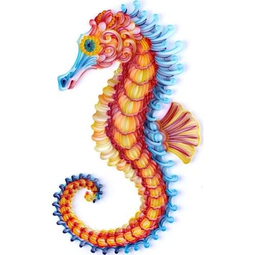 UNIQUILLING 3D Hippocampus Quilling Paper Paintings Wall Art Decor DIY Quilling Paper Crafts Gifts DIY Quilling Paper Tools Kits