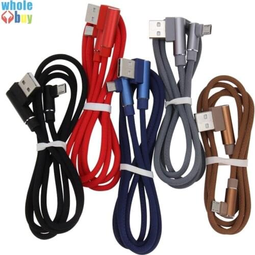 1M/2M/3M Fast Charging 90 degree Fabric USB Cable For iPhone 8Pin Micro 5Pin Type-C USB Cable For Samsung 500pcs/lot