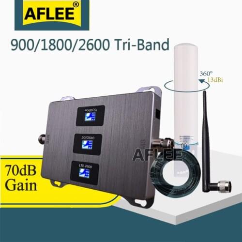 Cellular Amplifier 4g 900 1800 2600 GSM DCS LTE 2G 3G 4G Tri-Band Cellular signal Repeater GSM 2G 3G 4G Mobile Signal Booster