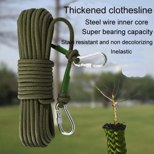 Thickened steel wire core clothesline quilt drying rope multifunctional indoor and outdoor clothesline