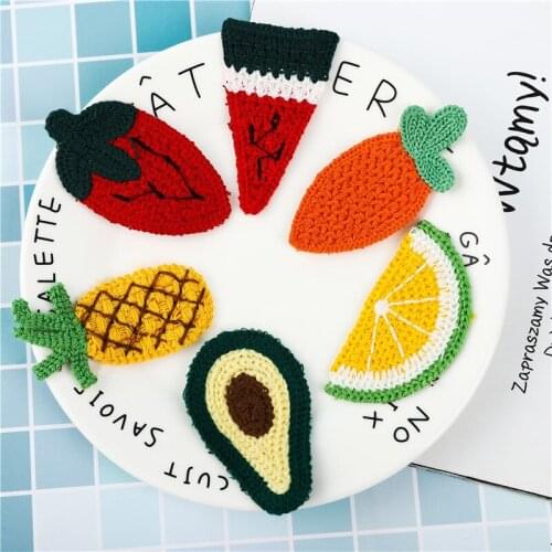 WhatIlife Sewing Cloth Patch Wool Yarn Embroidery Carrot Avocado Fruits Patterns DIY Sew On Stickers Ironing Repair Hole Parches