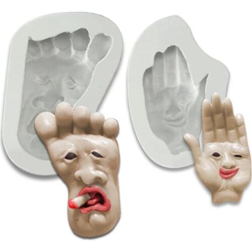 Halloween Funny Series Hand and Foot Grim Face Chocolate DIY Fondant Decoration Aromatherapy Gypsum Silicone Mold