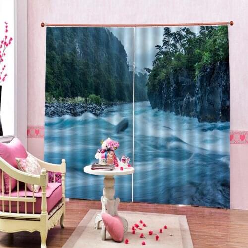 Blue landscape curtains 3D Window Curtain Dinosaur print Luxury Blackout For Living Room Decoration curtains