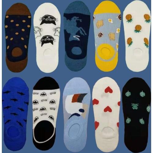 Women cotton cute cartoon summer socks heart cat fruit socks creative novelty dinosaur funky socks happy funny teen no show sock