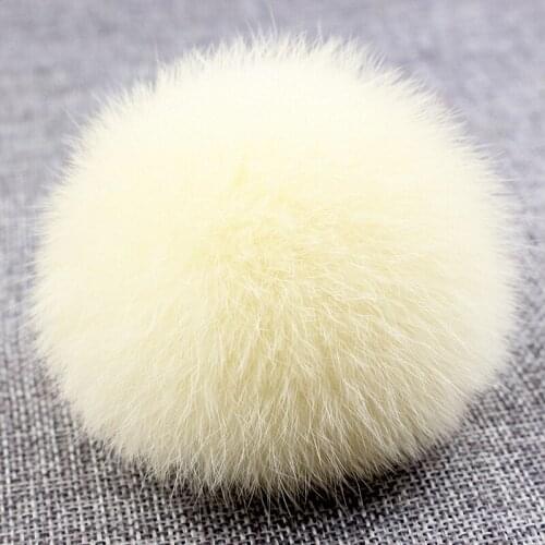 8cm Nature Genuine Rex Rabbit Fur Ball Pom Pom Fluffy DIY Winter Hat Skullies Beanies Knitted Cap Pompoms DEF001-beige