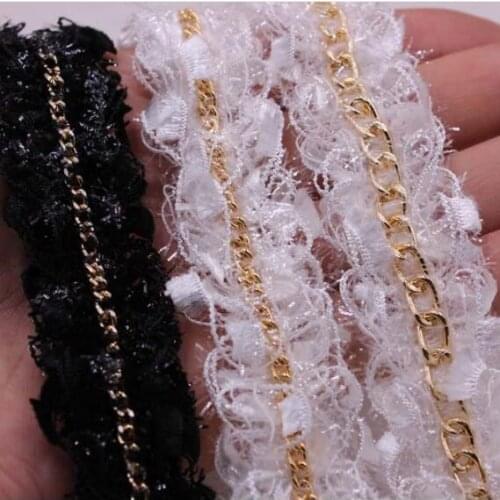 10Yards Gold Beaded Chain Lace Trims Ribbon Vintage Fabric Braid Lace Wedding Doll Dress Dentelle Applique Sewing Accessories