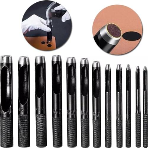 Nonvor 12PCS Leather Craft Round Steel Hole Punch Hollow Hole Punch Cutter Tool for Watch Bands, Leather, Belts, Canvas DIY