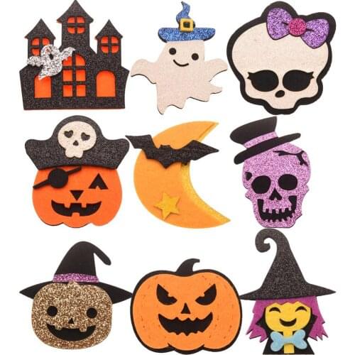 144PCS Halloween Hair Accessories for Girls Hair Bows Center Halloween Pumpkin Hair clips Making Headwrap Kawaii Supplies