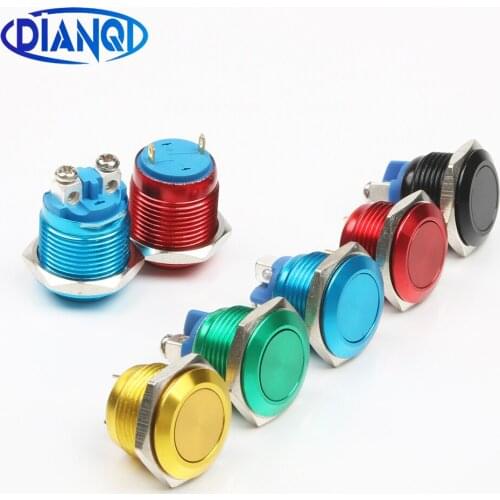 16mm momentary Push Button Switch Flat head round shaped 1NO 1NC domed waterproof Alumina press self-reset 16QYPY.F