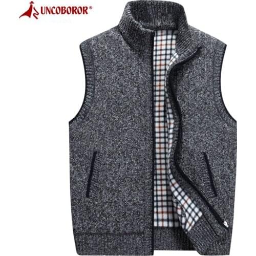 2021 Autumn Winter Mens Wool Sweater Vest Thick Warm Casual Sleeveless Jackets Sweatercoat Cashmere Male Knitted Fleece Vest