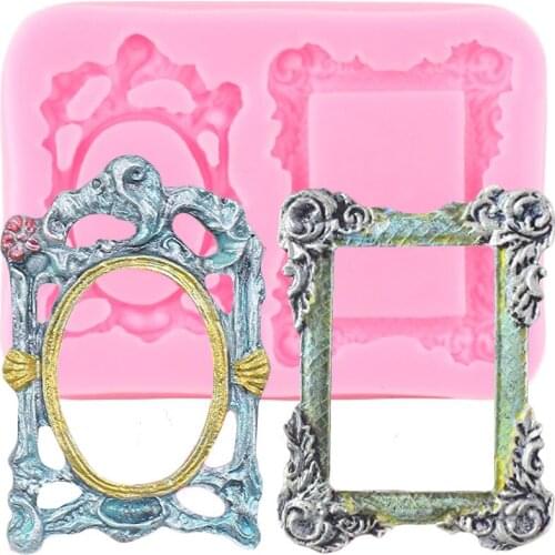 3D Frame Silicone Molds Cupcake Topper Fondant Cake Decorating Tools Candy Polymer Clay Chocolate Gumpaste Moulds Cookie Making