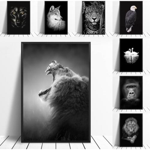 Africa Animal Wall Art Lion Elephant Deer Zebra Canvas Painting Posters and Prints Wall Pictures for Living Room Home Decor