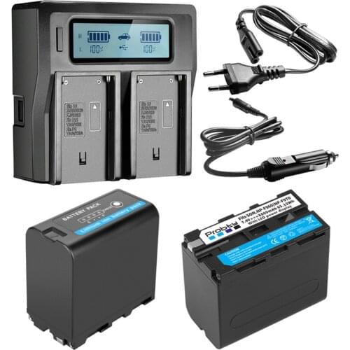 2Pcs 8800mAh NP-F970 NP F970 Power Display Battery + Ultra Fast LCD Dual Charger for SONY F930 F950 F770 F570 CCD