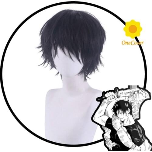 Anime Jujutsu Kaisen Toji Fushiguro Black Short Hair Men Cosplay Wig + Free Wig Cap Synthetic Halloween Party Props Costume Wig