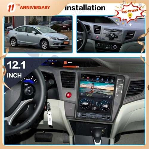 Vertical screen Tesla Style Android 9.0 64GB Car Multimedia Radio Player For Honda Civic 2012-2015 Auto GPS Navigation Carpaly