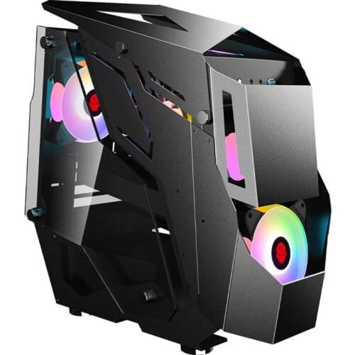 E-Sports Games Water-Cooled Side Transparent Computer Case Tempered Glass Special-Shaped Case Desktop Internet Coffee Host