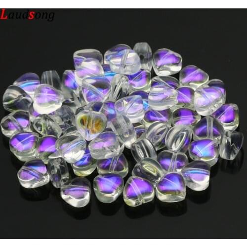 100pcs 6mm ABS Transparent Glass Heart Beads Smooth Loose Spacer Beads For Jewelry Making DIY Bracelet Necklace Accessories