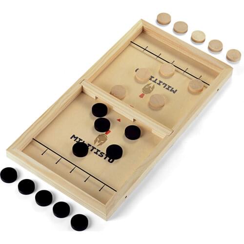 Fast Sling Puck Games Table Hockey Game Wooden Air Hockey Board Game Family Catapult Chess Parent-child Interactive Chess Toy