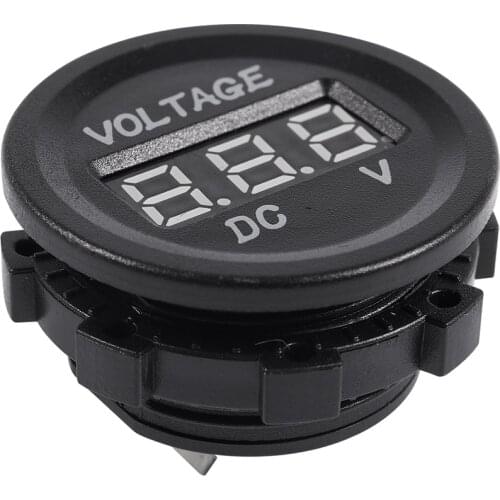 DC 12V-24V Motorcycle LED Digital Display Voltmeter Voltage Meter Round Panel(Red LED Display)