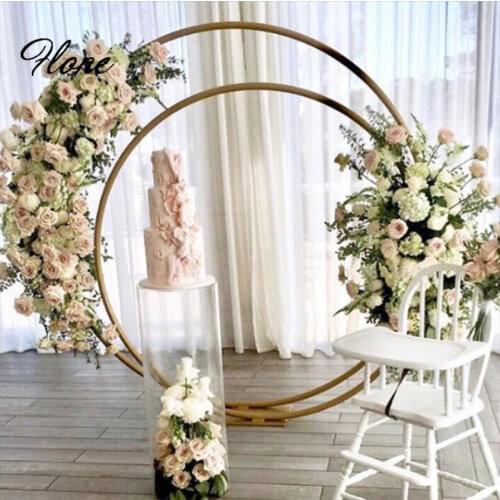 Double circle wedding arch metal round Outdoor wedding backdrop arch stand double ring Christmas decorations for home