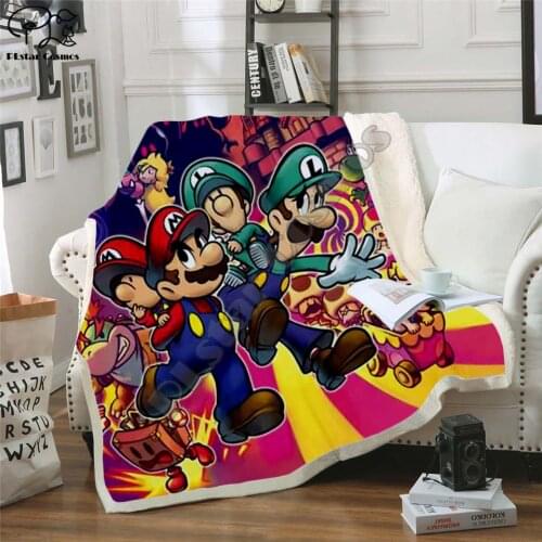 Super Mario Cartoon Blanket Design Flannel Fleece Blanket Printed Children Warm Bed Throw Blanket Kids Blanket style-2