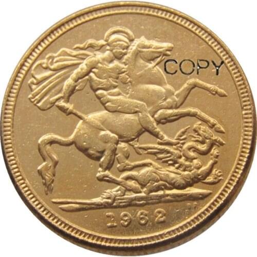 1962 REGINA FD ELIZABETH II DEI GRATIA GOLD PLATED 1 SOVEREIGN COPY COINS
