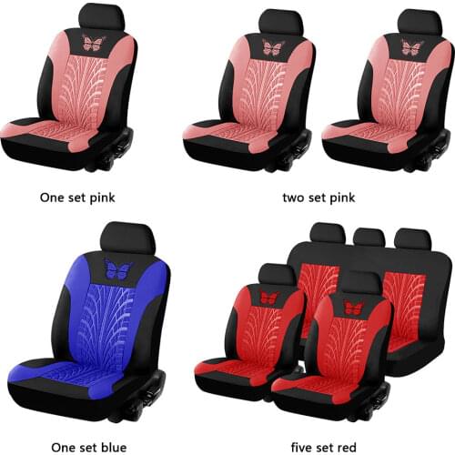 Car Seat Covers Set Waterproof with Butterfly Pattern Non Slip pattern Tire Track Detail Styling Protector Covers Universal Car