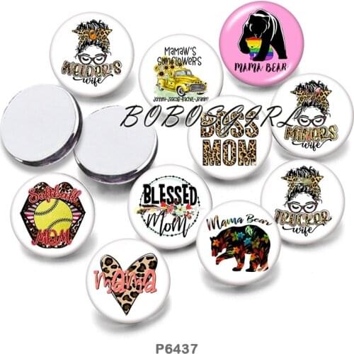 MOM bear mama 12mm/18mm/20mm/25mm/30mm Round Glass Cabochon Flat Back Making Findings P6500