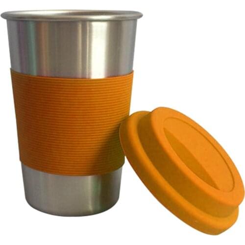 500ml Stainless Steel Beer Mug Silicone Sleeve Curling Cups Drinking Water Bottle Wine Bottle With Cover