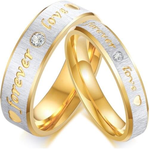 Fashion Couple Rings For Women Stainless Steel Men Fine Jewelry Heart Forever Love Crystal Zircon Weddings Gift