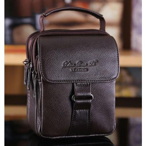 High Quality Men Genuine leather Cowhide Shoulder Messenger Crossbody Brand Famous Small Belt Hip Waist Pack Fanny Tote Handbag