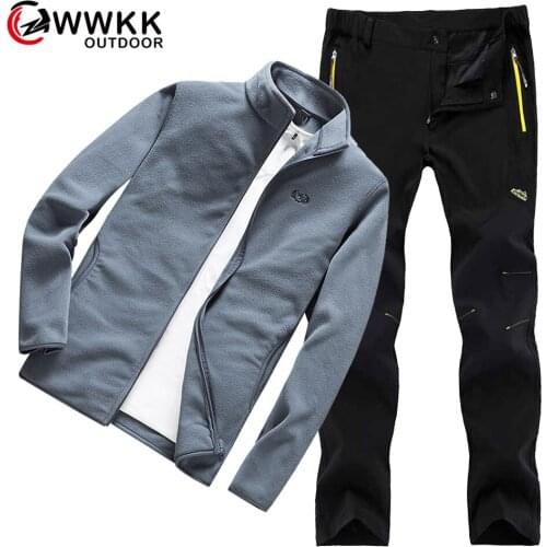Men Winter Waterproof Outdoor Trekking Pant Camping Jacket Set 4XL Suit Fishing Skiing Warm Softshell Fleece Hiking Jackets Male