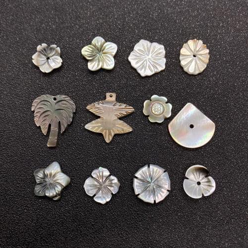Natural Black Shell Beads Flower Tree Mother Shell Pearl Pendant Fashion Shell Loose Beads DIY Handmade Jewelry Accessories