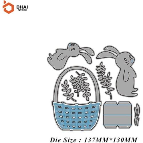 2021 New Metal Cutting Dies Bamboo Basket and Rabbit Stencils For DIY Scrapbooking Cards Decor Craft Embossing Die Cut