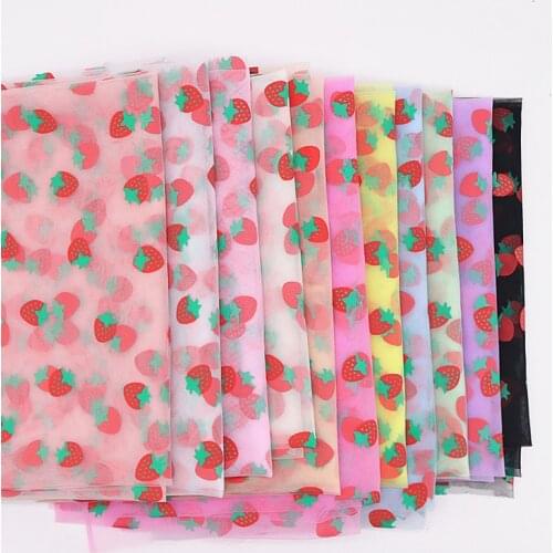 1meters New Ins Hot Strawberry Bronze Print Mesh Fabric Designer DIY Dress Hairbow Lace Tulle Fabric Patchwork Sewing Telas