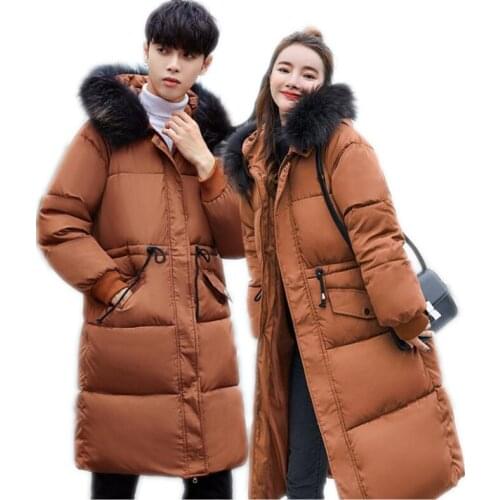 New Arrival 2018Fashion Winter Women&Men Down Cotton Jacket Hooded Fur Collar Winter Loose Thick Warm Winter Parkas Mujer Q758