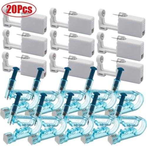 20Pcs/Set Ear Piercing Gun Kit Disposable Disinfect Safety Earring Piercer Machine Studs Nose Clip Body Jewelry Piercing Tools