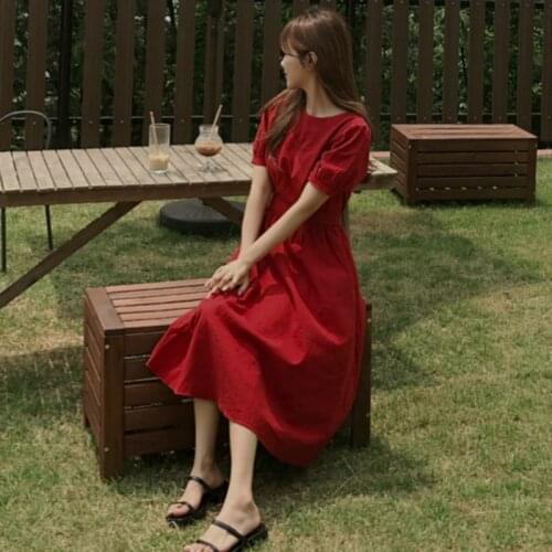 2020 Women Summer Elegant Red High Waist Long Dress Sashes Backless Zipper A-line Midi Dresses Solid Color