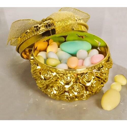 Hollow Gold-Plated Candy Box Aromatherapy Jewelry Storage Holder Wedding Decor