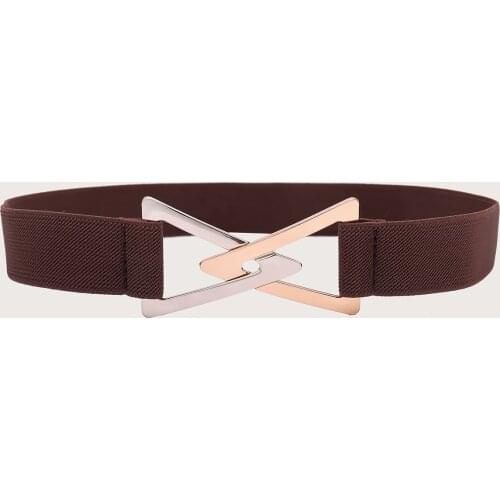 2020 New Triangle Buckle Belt Female Elastic Waist Decorative Dress Suit Elastic Waist Simple and Versatile Fashion Girdle