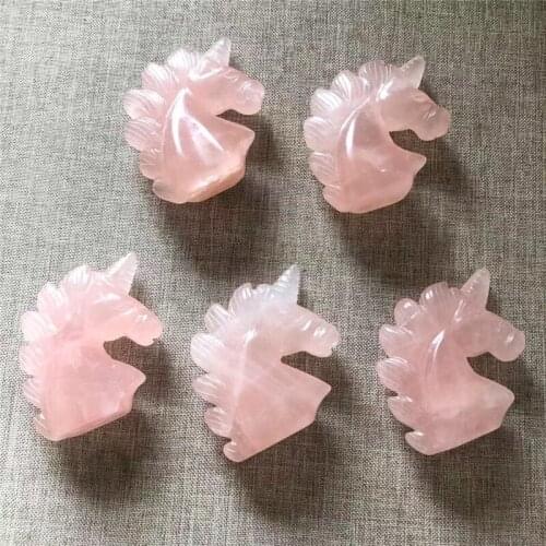 Розовый кварц Natural Stones Polished Gemstone Crystals Rose Quartz Carving Unicorn folk Crafts for room decoration
