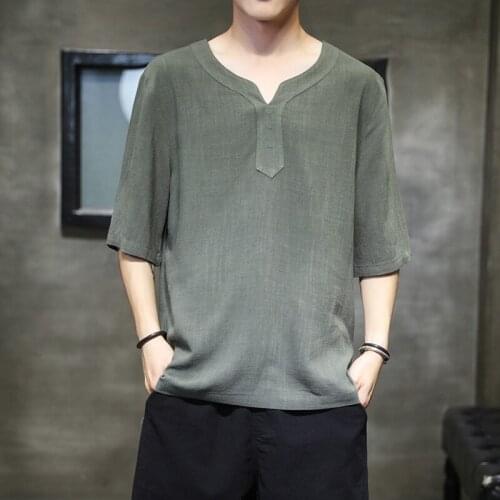 Summer Men Linen Shirt Chinese Style Retro Casual Tops Plus Size Kung Fu Traditional Asian Clothes Tang Suit Tops For Man 12222