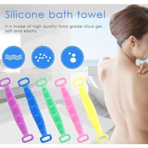 Skin Clean Brushes Unisex Body Silicone Brushes Bath Towels Body Scrubber Rubbing Back Massage Shower Extended Scrubber