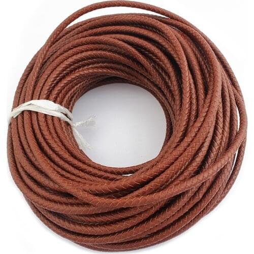1Meter 6mm Round Braided Genuine Leather Cord Cow Leather Cords String Rope Bracelet Findings Diy Jewelry Making