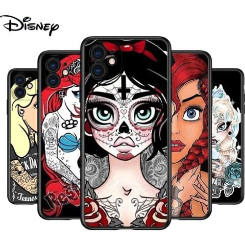 Silicone Cover Tattoo Disney Princess For Apple IPhone 12 Mini 11 Pro XS MAX XR X 8 7 6S 6 Plus 5S SE Phone Case
