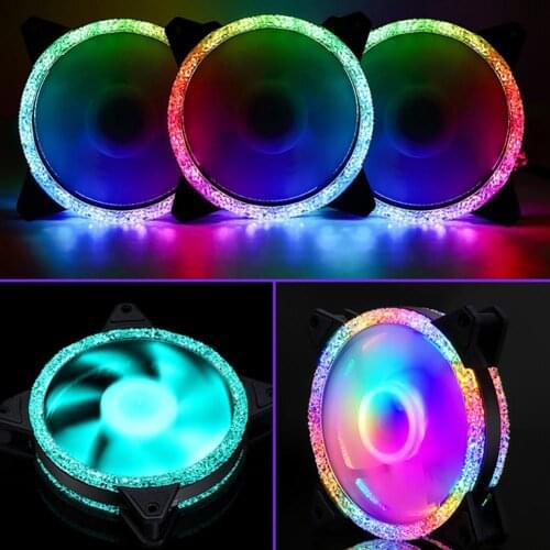 Convenient Multifunction Case Fan Mute Adjustable 12cm RGB Lights PC Cooling Fan for Home