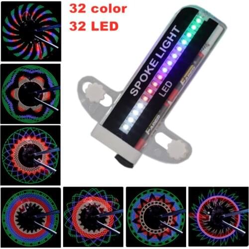 32 IED Bicycle Light Bike Spoke Lamp Cycling Bike Tyre Tire Wheel Valve Flash Spoke Warning Light 32 Patterns Bicycle Lights