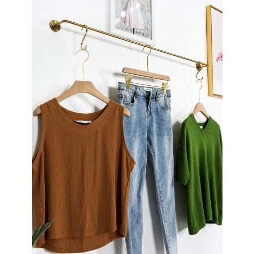 GY Clothing Store Hanger Display Rack Wall-Mounted Multi-Functional Stainless Steel Golden Side Hanging Shelf